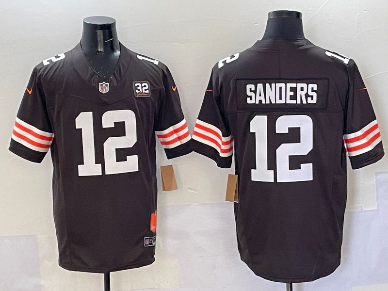 Men Cleveland Browns #12 Sanders Brown Throwback Three generations Nike Limited 2025 NFL Jersey style 1
